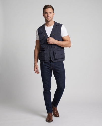 Herren Multitaschen Angler- und Outdoorweste mit Mesh‑Einsätzen und Reißverschluss Shop Nory