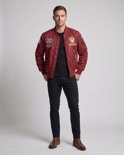 Herren Piloten‑Bomberjacke im Pilotencut mit aufgesetzten Patches und wärmeisolierender Innenlage Shop Nory