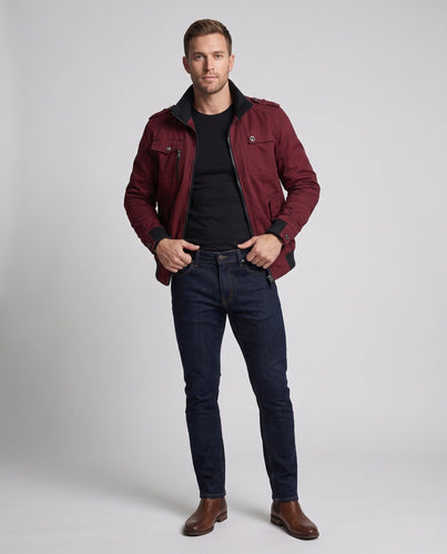 Herren Robuster Canvas-Pilotblouson im Utility-Stil mit Stehkragen, Schulterepauletten und Rippbündchen Shop Nory
