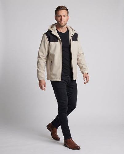 Herren Softshell-Kapuzenjacke mit wärmender Fleece-Innenlage und winddichter, wasserabweisender Oberfläche Shop Nory