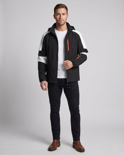 Herren technische Softshell-Outdoorjacke mit Kapuze, wind- und wasserabweisender Membran Shop Nory