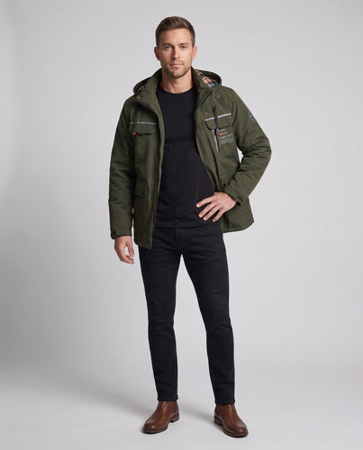 Herren technischer Urban-Parka mit Kapuze, reflektierenden Einsätzen und Multifunktions‑Taschen Shop Nory