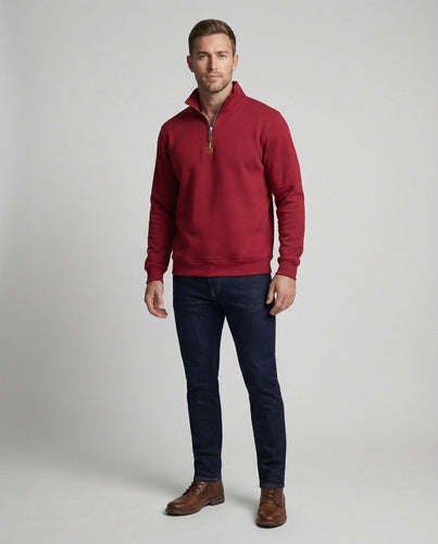 Herren Sportpullover mit modernem Stehkragen und Reißverschluss
