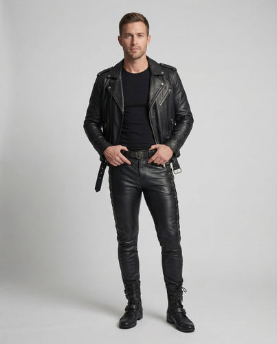 Herren Lederhose mit Schnürdetail