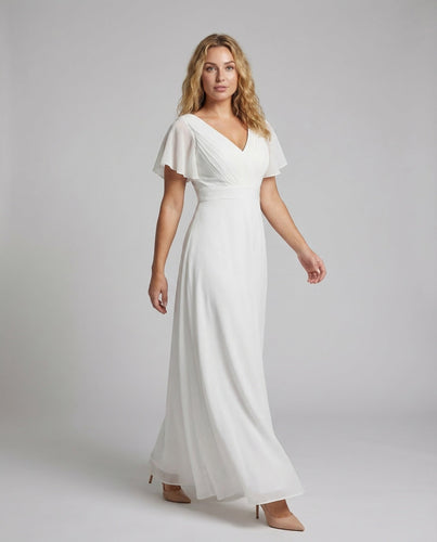 Abendkleid lang aus Tüll mit V-Ausschnitt