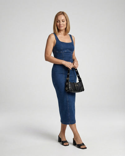 Damen Jeans Midikleid figurbetont