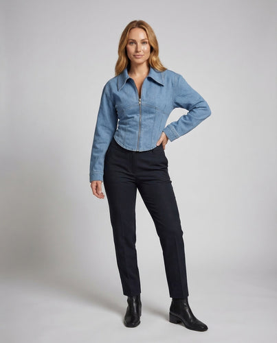 Damen Jeansjacke tailliert mit Reißverschluss