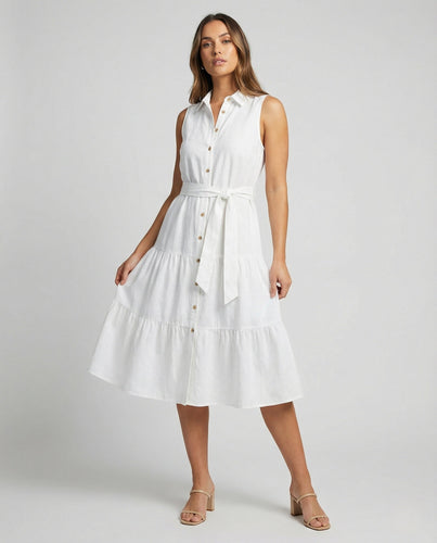 Damen Hemdblusen-Midikleid mit Rüschenärmeln