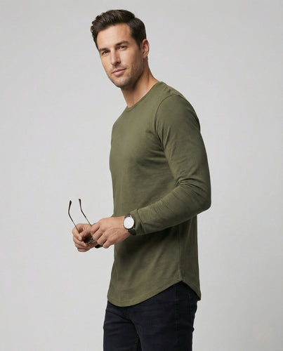 Herren Langarmshirt mit Rundhalsausschnitt