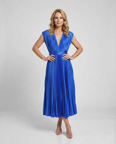 Damen Plissiertes Maxikleid mit Empire-Bund