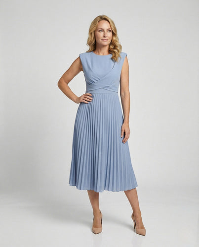 Damen Plissiertes Midikleid mit Wickeloberteil