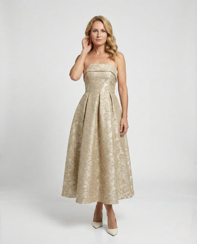 Damen Schulterfreies Jacquard-Cocktailkleid mit Korsage