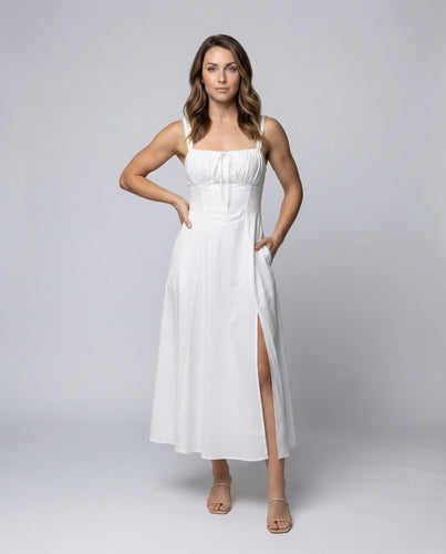 Damen Bustier Maxikleid mit Schlitz