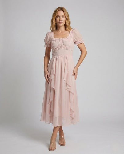 Damen Chiffon Midikleid Mehrlagig