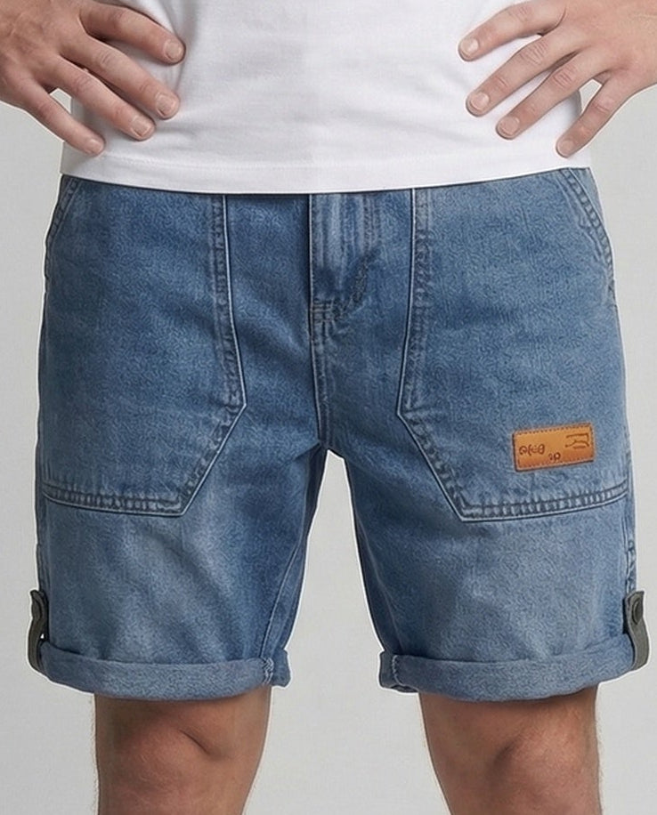 Herren Workwear Denim Shorts mit Cargotaschen und Umschlagsaum
