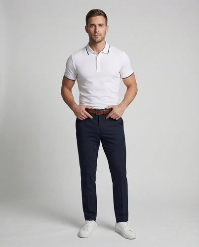 Herren Poloshirt Piqué Slim Fit Paspel Kragen