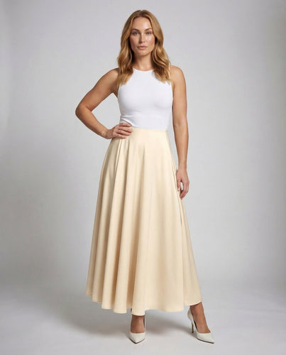 Damen Maxirock A Linie Satin High Waist