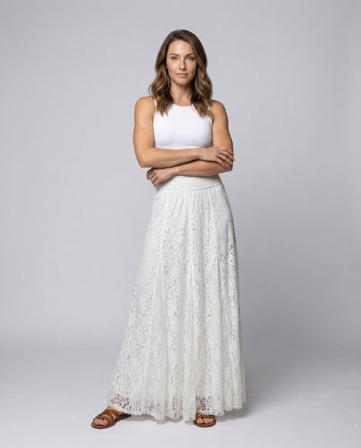 Damen Spitzen Maxirock High Waist