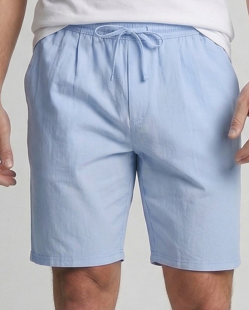 Herren Leinen Bermuda Elastischer Bund Kordelzug
