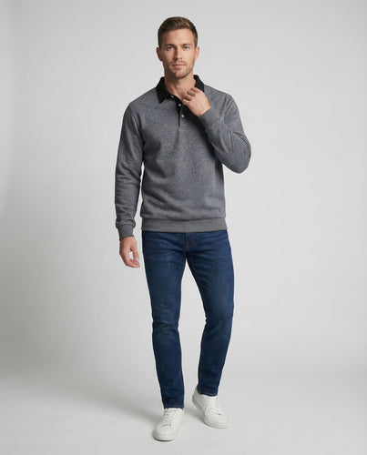 Herren Poloshirt Langarm Kontrastkragen