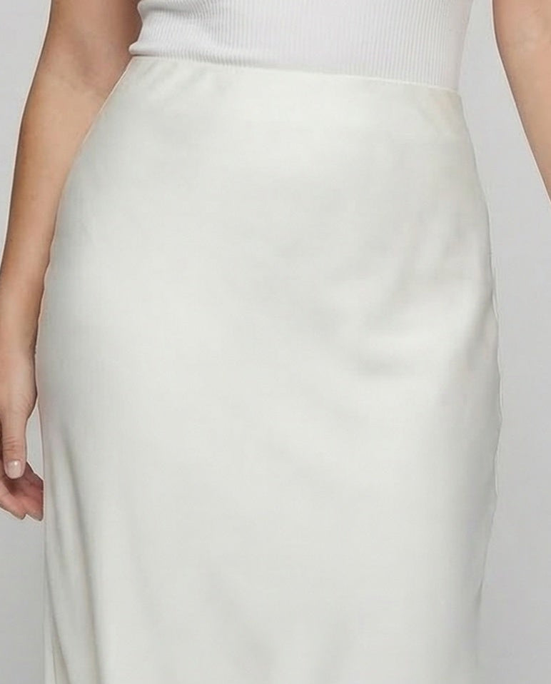 Damen Satin Maxirock High Waist