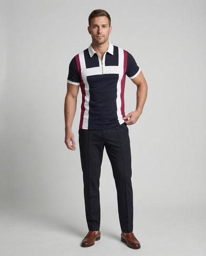 Herren Poloshirt Reißverschluss Logo