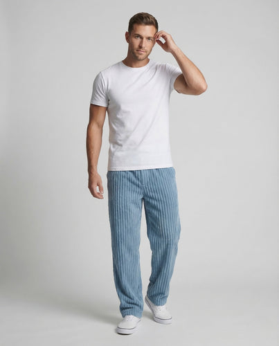 Herren Velours Hose Weit Elastikbund