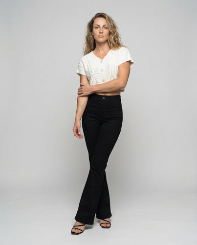 Damen Jeans Schlaghose High Waist