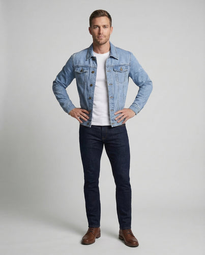 Herren Jeansjacke Slim Metallknöpfe