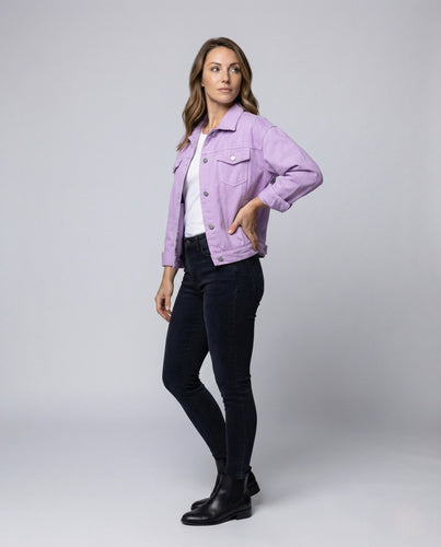 Damen Jeansjacke Oversize Brusttaschen