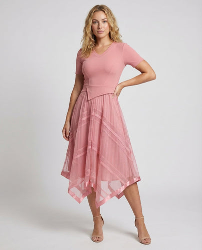 Damen Midikleid Strick Stufenrock