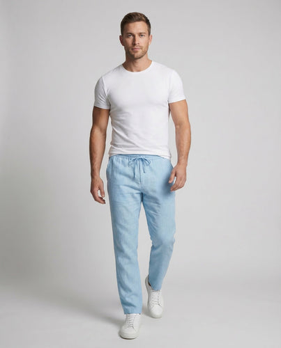Herren Leinenhose Gerade Kordelzug