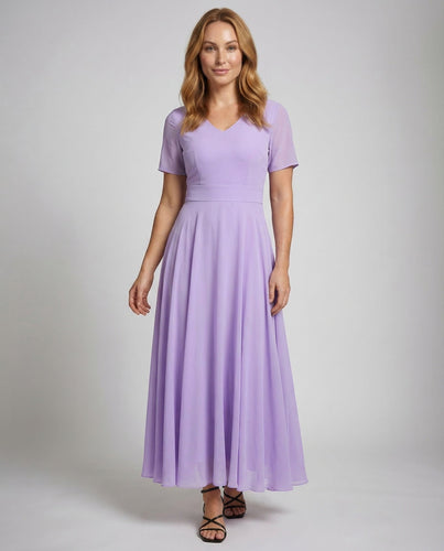 Damen Chiffon Sommerkleid Maxi
