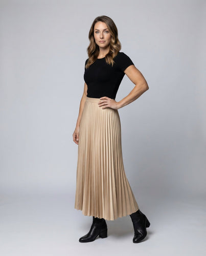 Damen Midirock Plissee High Waist