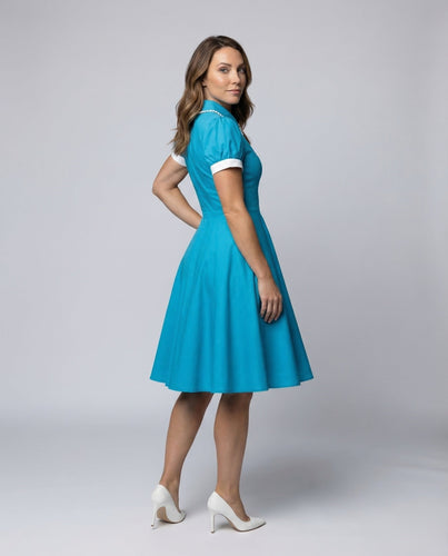 Damen Swingkleid Retro Puffärmel
