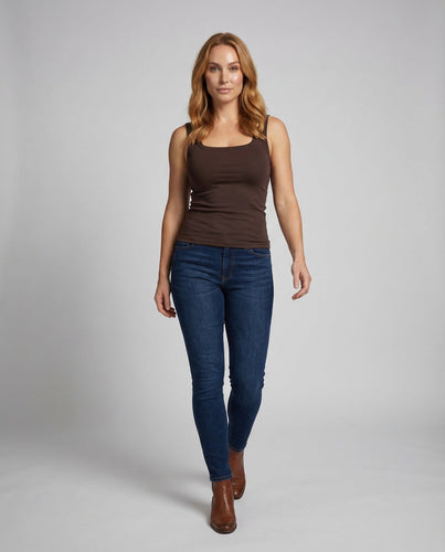 Damen Tanktop Baumwolle Eckiger Ausschnitt