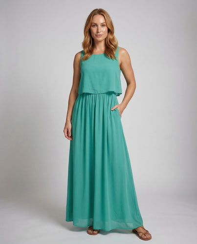 Damen Chiffon Maxikleid Overlay