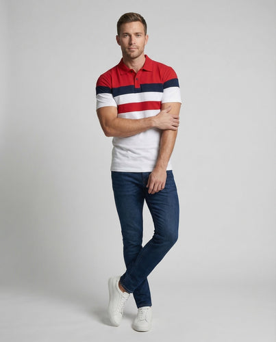 Herren Poloshirt Blockstreifen