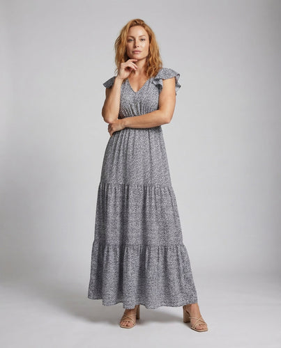 Damen Boho Maxikleid Volant