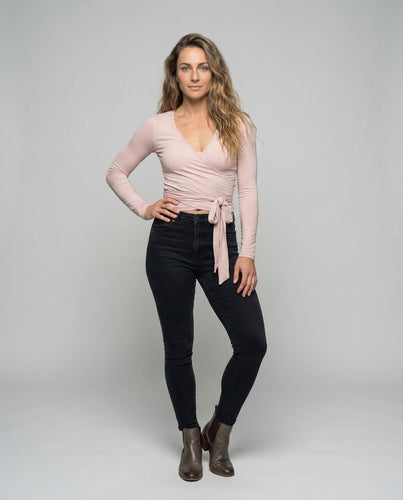 Damen Wickel Crop Top Strick