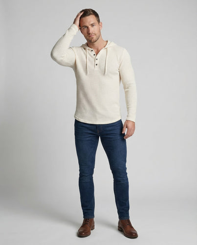 Herren Henleyshirt Waffelstrick