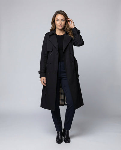 Damen Langer Trenchmantel Bindegürtel