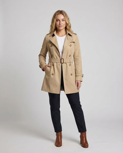 Damen Doppelreihiger Trenchcoat Bindegürtel