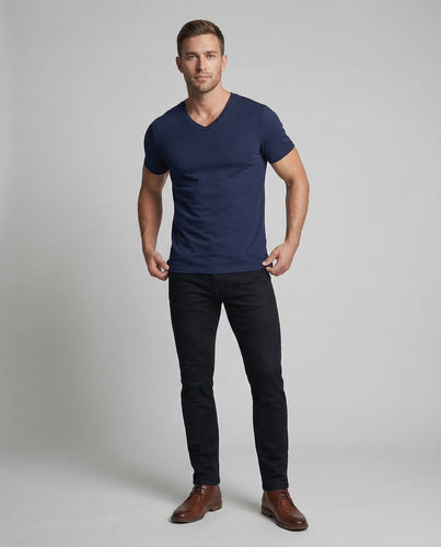 Herren V-Ausschnitt T-Shirt Modal-Mix