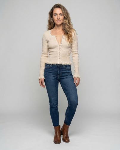 Damen Taillierte Strickjacke Smokstruktur