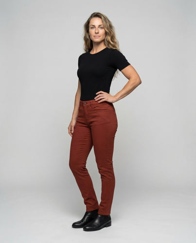 Damen Elastische Baumwollhose Fünf-Taschen-Detail