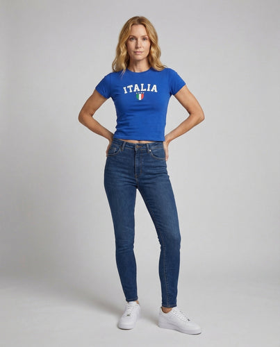 Damen Fan-Cropshirt Italia-Print