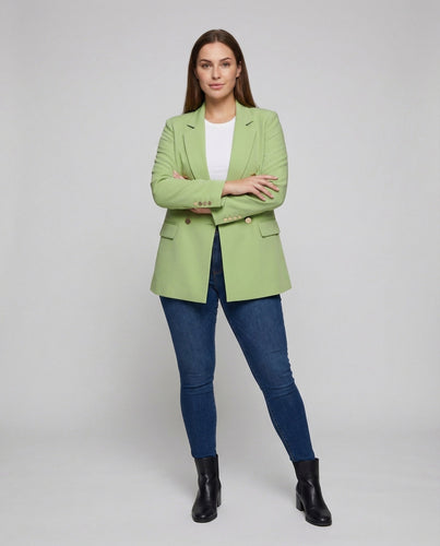 Damen Doppelreihiger Blazer Metallknöpfe