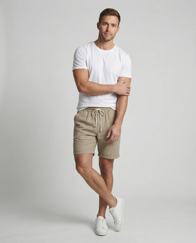 Herren Leinenoptik-Shorts Gekrempelter Saum