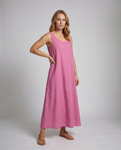 Damen A-Linien-Maxikleid Gekräuselte Leinenoptik